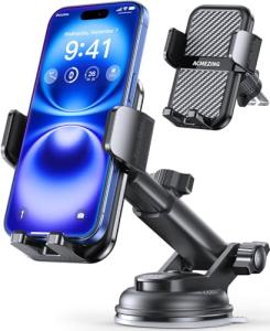 ACMEZING 3-in-1 Car Phone Holder [122+LBS Strongest Suction & Stable Clamp Arm] 360° Adjustable Mount, Cell Phone Holders for Your All Car Models for Dashboard Vent, All Smartphones, Black