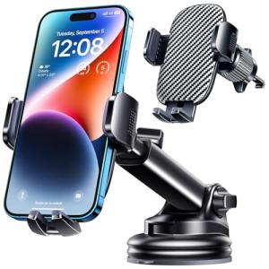 TICILFO Phone Mount for Car Phone Holder [Military-Grade Suction & Stable Clip] Car Phone Holder Mount Windshield Dashboard Air Vent Universal Automobile Mount Fit for All Dash Mounting Kits iPhone