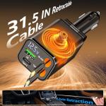 [Apple MFi Certified] Retractable Car Charger USB C, Braveridge 120W USB C Car Charger 4 in 1 PD/QC Type C Fast Charge Cigarette Lighter Adapter for iPhone 17/17 Pro Max/16 Pro/15/Galaxy S25/S24/Pixel