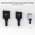 Flexino【Ultra-Slim】 Retractable Car Charger for iPhone 16, 63W Fast Charging Car Charger USB C, Car Chargers with Retractable Cord 2.6ft, Car Adapter for iPhone 16/15 Series, Galaxy, Pixel, Grey