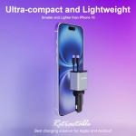 Flexino Retractable Car Charger for iPhone 16, 69W Fast Charging Car Charger USB C, Car Chargers with 2 Retractable Cords 2.6ft, Car Adapter for iPhone 16/15/14/13/12 Series, Galaxy (Grey)