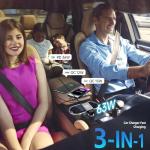 Flexino【Ultra-Slim】 Retractable Car Charger for iPhone 16, 63W Fast Charging Car Charger USB C, Car Chargers with Retractable Cord 2.6ft, Car Adapter for iPhone 16/15 Series, Galaxy, Pixel, Grey