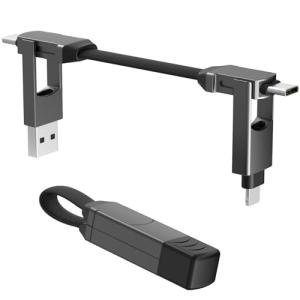 ZONLELE Travel Portable Magnetic Multi Charging Cable Short 4 in 1 USB Charger Data Cord 60W USB A/C to Type C/L Port Connectors Compatible with iPhone/iPad/MacBook/Galaxy, 6.3in