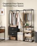 SONGMICS Clothes Rack, 70.9 Inch Wardrobe Freestanding Closet, Heavy Duty Garment Rack with 1 Extendable Hanging Rod, 2 Drawers and 4 Shelves, for Bedroom, Space-Saving, Rustic Brown URGR003B01