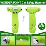 WONDER POINT Car Window Breaker, Safety Hammer - 3 in 1 Escape Tools, Window Breaker Seatbelt Cutter, Roadside Emergency Kit with Light Reflective Tape(2 Pack, Green)