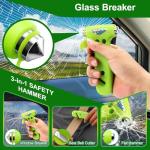 WONDER POINT Car Window Breaker, Safety Hammer - 3 in 1 Escape Tools, Window Breaker Seatbelt Cutter, Roadside Emergency Kit with Light Reflective Tape(2 Pack, Green)