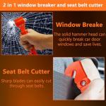 BFXM Car Window Breaker Hammer and Seat Belt Cutter 2-in-1, Emergency Escape Tool, Safety Glass Breaker, Automotive Safety Essentials and Accessories, 2 Packs