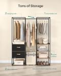 SONGMICS Clothes Rack, 70.9 Inch Wardrobe Freestanding Closet, Heavy Duty Garment Rack with 1 Extendable Hanging Rod, 2 Drawers and 4 Shelves, for Bedroom, Space-Saving, Rustic Brown URGR003B01