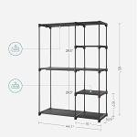 SONGMICS Portable Closet, Freestanding Closet Organizer, Clothes Rack with Shelves, Hanging Rods, Storage Organizer, for Cloakroom, Bedroom, 44.1 x 16.9 x 65 Inches, Black URYG24BK