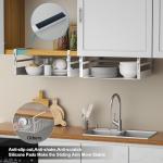 AmonHouseware 2 Pack Under Shelf Storage Basket Organizer,Adjustable Hanging Under Cabinet Add-on Storage Racks Slide-in Baskets Organizer for Laundry Room Kitchen Pantry Desk Bookshelf, White