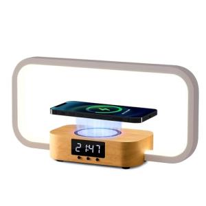 Bedside Lamp with Wireless Charger & USB Port – Touch Control Nightstand Table Lamps, RGB Color Changing, Stepless dimming, 7 Color, Modern LED Desk Lamp with Clock for Bedroom, Gifts for Women, Men