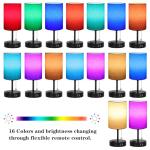 TCEUMIK RGB Smart Lamps for Bedrooms & Living Room 3 Ways Dimmable Bedside Lamps Color Changing Nightstand Lamp with 2 USB Port and Outlet Modern Night Stand Table Lamp Fabric Shade E26 LED Bulb
