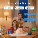 VARICART Smart Floor Lamp with RGBCW Color Change Bulb, Compatible with Alexa, Siri, Google Voice & App Control, Standing Lamp with Linen Shade, Tall Lamp for Living Room, Bedroom, Office,Black