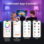 VARICART Smart Floor Lamp with RGBCW Color Change Bulb, Compatible with Alexa, Siri, Google Voice & App Control, Standing Lamp with Linen Shade, Tall Lamp for Living Room, Bedroom, Office,Black