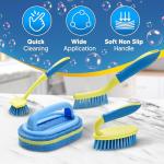 Scrub Brush Set for Bathroom Kitchen Bathtub Toilet Deep Cleaning Brush Tools All Purpose Cleaner Sponge Scrubbing Brushes with Ergonomic Handle, 4-Piece