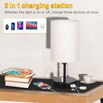 TCEUMIK RGB Smart Lamps for Bedrooms & Living Room 3 Ways Dimmable Bedside Lamps Color Changing Nightstand Lamp with 2 USB Port and Outlet Modern Night Stand Table Lamp Fabric Shade E26 LED Bulb