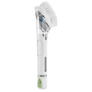 RIMAY Dish Brush with Soap Dispenser, Dish Washing Brush with Handle, Soap Dispensing Dish Brush, Soap Brush for Kitchen Sink, Dish Wand Kitchen Brushes for Dishes/Pans/Pots/Sink (White)