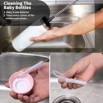 Water Bottle Brush with Straw Cleaner, 15 Inches Stainless Steel Handle Baby Bottle Brush Cleaner, Kitchen Scrub Cleaning Brushes for Cup, Wine Glasses, Coffee Mugs, Tumblers, Wine Decanters, Black