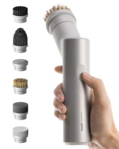 HOTO Handheld Short-Handle Electric Spin Scrubber, IPX7 Waterproof Cordless Scrubber Brush, Bathroom Cleaning Brush, Max 22 in-lb, with 9 Brush Heads for Bathroom, Shower, Kitchen, Sink, Tile