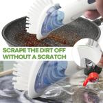 RIMAY Dish Brush with Soap Dispenser, Dish Washing Brush with Handle, Soap Dispensing Dish Brush, Soap Brush for Kitchen Sink, Dish Wand Kitchen Brushes for Dishes/Pans/Pots/Sink (White)