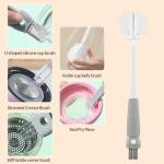 Water Bottle Cleaner Brush Set Bottle Scrubber Brush,5 in 1 Cup Brush Travel Bottle Cleaning Brush,Removable Nipple Brush Silicone Bottle Brush