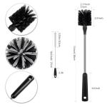 Water Bottle Brush with Straw Cleaner, 15 Inches Stainless Steel Handle Baby Bottle Brush Cleaner, Kitchen Scrub Cleaning Brushes for Cup, Wine Glasses, Coffee Mugs, Tumblers, Wine Decanters, Black