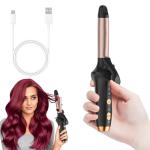 Cordless Curling Iron USB Rechargeable 4000 mAh 3 Temp Setting Travel Portable Mini Hair Curler Curling Wand for Long Hair