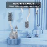 ePiiChua Silicone Bottle Brush Set with Stand, 360° Rotating Bottle Cleaning Brush Cleaner Set, Long Handle 3 in 1 Multipurpose Silicone Baby Bottle Straw Cleaner Brush (Grey)