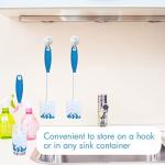 PHYEX 2 Pack Long Handle Bottle Scrubbing Brushes, Water Bottle Cleaner for Washing Glasswares, Wine Decanter, Hydro Flask Tumbler, Sinks, Food Jars