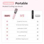 CARESKY® Cordless Curling Iron Brush, 1.5 Inch Mini Travel Hair Curler with 200 Million Negative Ions, Portable Heated Round Straightener Brush Rechargeable for Curl, Touch-Up, De-Frizz, Styling