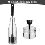 Water Bottle Brush with Straw Cleaner, 15 Inches Stainless Steel Handle Baby Bottle Brush Cleaner, Kitchen Scrub Cleaning Brushes for Cup, Wine Glasses, Coffee Mugs, Tumblers, Wine Decanters, Black