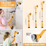 1500 RPM Electric Spin Scrubber for DeWalt 20V Battery, Power Shower Scrubber for Bathroom/Floor/Bathtub/Toilet/Tile,Electric Cleaning Brush with Long Handle & 8 Replaceable Brush