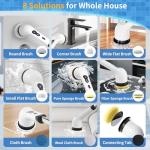 Electric Spin Scrubber, Ultimate Household Cleaning Brush with 90Min Runtime & 8 Heads & 2 Modes- 52in Electric Shower Scrubber Deep Clean for Bathroom Grout, Oven, Shower, Tile & Car, IPX6 Waterproof