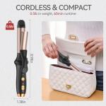 Cordless Curling Iron USB Rechargeable 4000 mAh 3 Temp Setting Travel Portable Mini Hair Curler Curling Wand for Long Hair