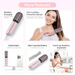 CARESKY® Cordless Curling Iron Brush, 1.5 Inch Mini Travel Hair Curler with 200 Million Negative Ions, Portable Heated Round Straightener Brush Rechargeable for Curl, Touch-Up, De-Frizz, Styling