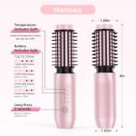 CARESKY® Cordless Curling Iron Brush, 1.5 Inch Mini Travel Hair Curler with 200 Million Negative Ions, Portable Heated Round Straightener Brush Rechargeable for Curl, Touch-Up, De-Frizz, Styling