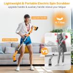 1500 RPM Electric Spin Scrubber for DeWalt 20V Battery, Power Shower Scrubber for Bathroom/Floor/Bathtub/Toilet/Tile,Electric Cleaning Brush with Long Handle & 8 Replaceable Brush