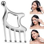 Gua Sha Tool with Handle,5in1 Scalp Massage Tool for Head&face&Body,Protable Scalp Massage Comb Guasha Tool for Deep Relaxation and Relieving Fatigue & Pain,Scalp Massager Trigger Point Tool for SPA