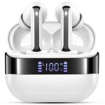 Wireless Earbuds, 2025 Bluetooth 5.4 Headphones Bass Stereo, Ear Buds with 4 Mics ENC Noise Cancelling, Bluetooth Earbuds 48H Playtime LED Display Charging Case, IP7 Waterproof in Ear Earphones white