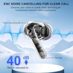 Wireless Earbuds, 2025 Bluetooth 5.4 Headphones Bass Stereo, Ear Buds with 4 Mics ENC Noise Cancelling, Bluetooth Earbuds 48H Playtime LED Display Charging Case, IP7 Waterproof in Ear Earphones white