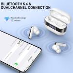 Wireless Earbuds, 2025 Bluetooth 5.4 Headphones Bass Stereo, Ear Buds with 4 Mics ENC Noise Cancelling, Bluetooth Earbuds 48H Playtime LED Display Charging Case, IP7 Waterproof in Ear Earphones white