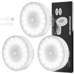 Electight Motion Sensor Light Indoor [Upgraded 14 LEDs], 3 Pack Rechargeable Night Light, Wide Detection Range, 3 Light Modes, Bedroom Closet Lights, Anywhere Stair Light, Hallway Light - Cold White