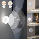 Electight Motion Sensor Light Indoor [Upgraded 14 LEDs], 3 Pack Rechargeable Night Light, Wide Detection Range, 3 Light Modes, Bedroom Closet Lights, Anywhere Stair Light, Hallway Light - Cold White