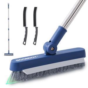 BOOMJOY Grout Brush with Long Handle, Grout Cleaner Brush for Tile Floors, Stiff Bristles for Crevice, Tile Line, Shower, Kitchen, Bathroom