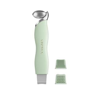 Vangines 3-in-1 Ice Roller for Face & Eyes – Cooling Facial Roller, Pore Cleansing Tool with 2 Silicone Brushes, Stainless Steel Roller for Puffiness & Pores (Green)