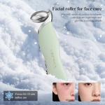 Vangines 3-in-1 Ice Roller for Face & Eyes – Cooling Facial Roller, Pore Cleansing Tool with 2 Silicone Brushes, Stainless Steel Roller for Puffiness & Pores (Green)