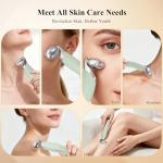 Vangines 3-in-1 Ice Roller for Face & Eyes – Cooling Facial Roller, Pore Cleansing Tool with 2 Silicone Brushes, Stainless Steel Roller for Puffiness & Pores (Green)