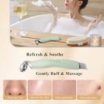 Vangines 3-in-1 Ice Roller for Face & Eyes – Cooling Facial Roller, Pore Cleansing Tool with 2 Silicone Brushes, Stainless Steel Roller for Puffiness & Pores (Green)