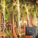 SHUKAN 220 LED Solar Firefly Bunch Lights, 8 Flashing Modes, Fairy Copper Wire Waterproof String Light, Decorative Vine Solar Watering Can Light, Outdoor Garden Christmas Decor Lights (Warm White)