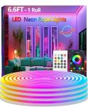 httpsmp 6.6FT Neon Rope Lights,Flexible Led Light Control with App/Remote,Multiple Modes,IP67 Outdoor Waterproof,Music Sync Strip for Bedroom